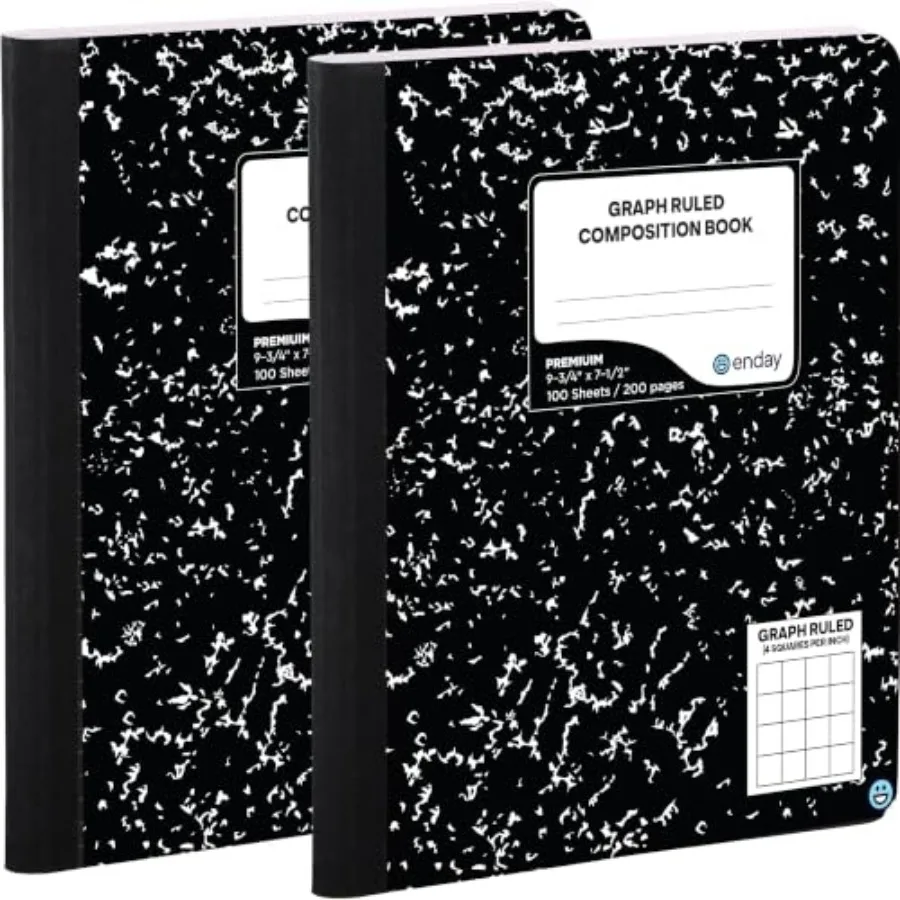 Quad Ruled Composition Notebook 2 Pack Quad Ruled Black Marble Composition Notebook 200 Pages (100 Sheets), 4x4 Grid Graph Pape