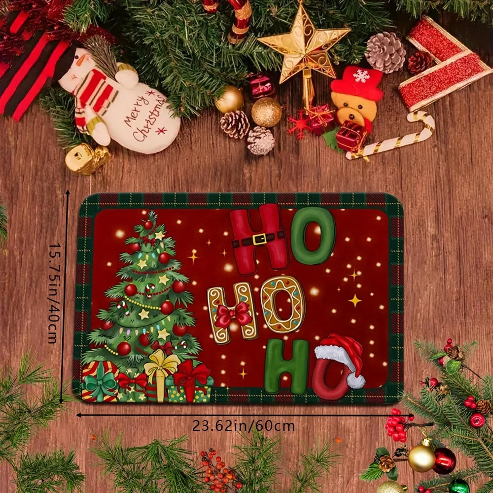 VIKAMA Christmas JOY Doormat Non Slip Washable Welcome Rug for Front Porch Living Room Indoor Outdoor Holiday Winter Decor