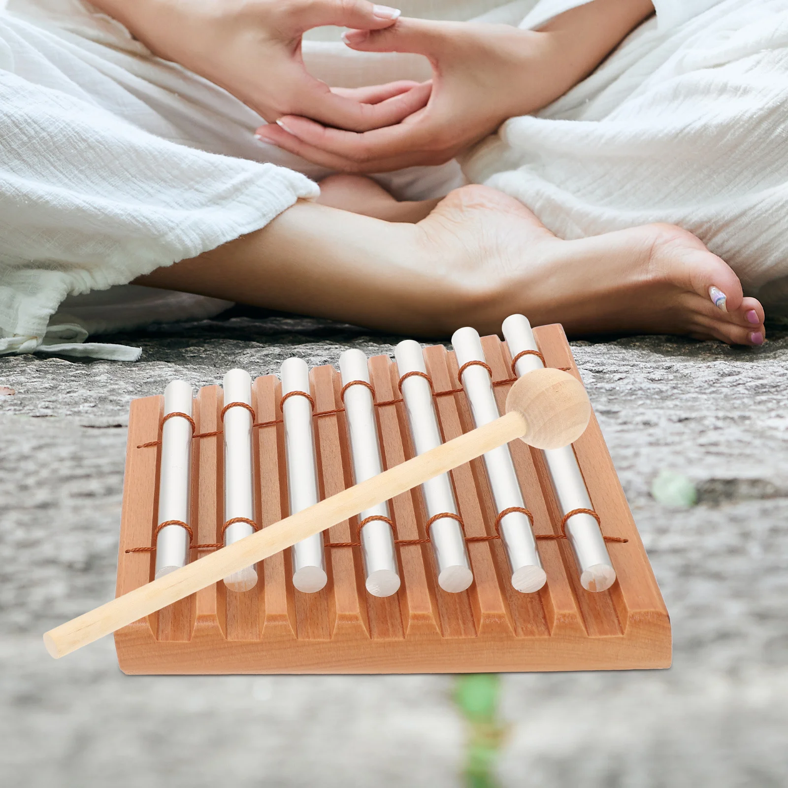 

1 set 1 Set Of 7 Tone Classroom Chime Wooden Base Metal Pipe Percussion Instrument For Music Education Chimes Instrument