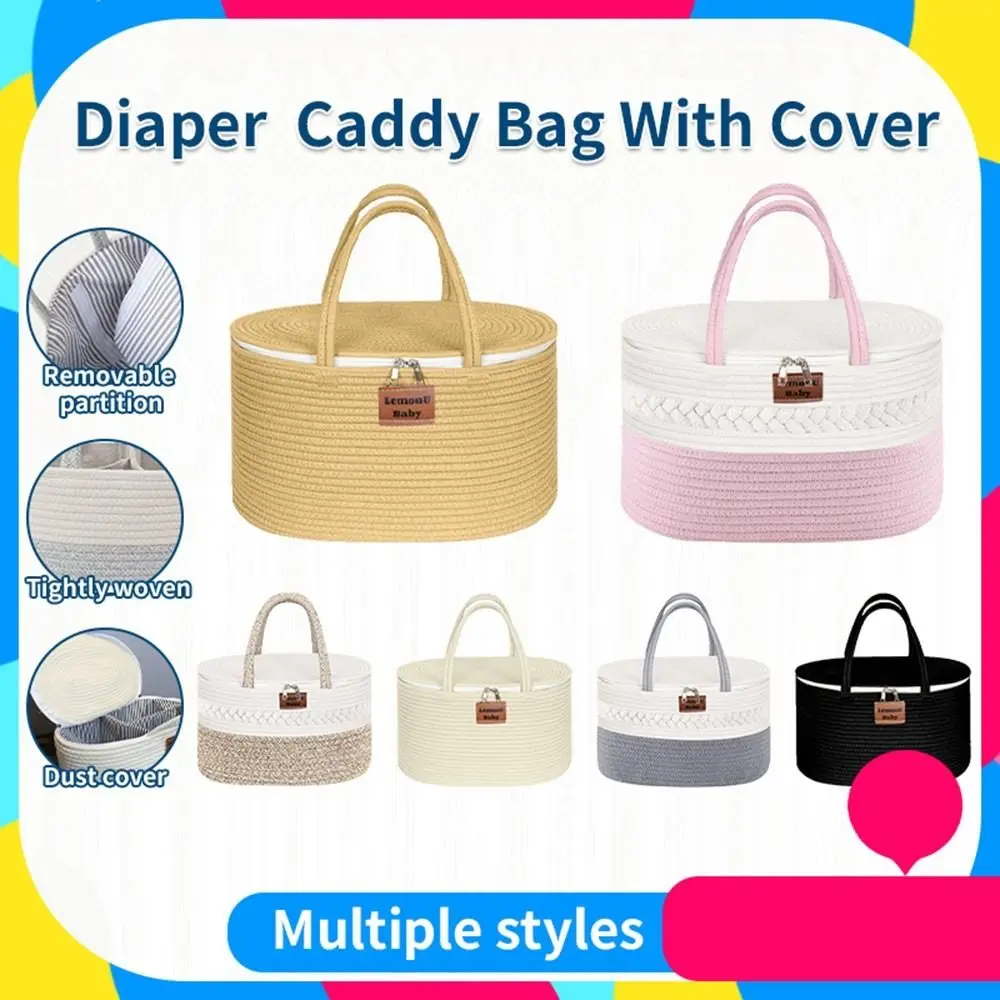 New Multi-Purpose Baby Diaper Toy Organizing Bag Rotundity With Cover Crib Storage Bag Large Capacity Storage Basket
