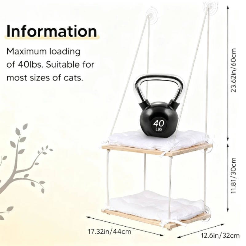 Amaca per gatti in legno massello Amache per gatti a doppia finestra Appese Gatti per animali domestici Gattino Ventosa Altalena Letti Catnap Gattini Gatti Letto Produc