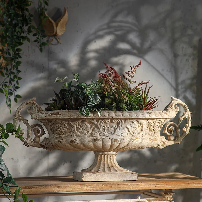 Vase entry corridor aisle landscaping large flower pot partition decoration potted plants outdoor decoration