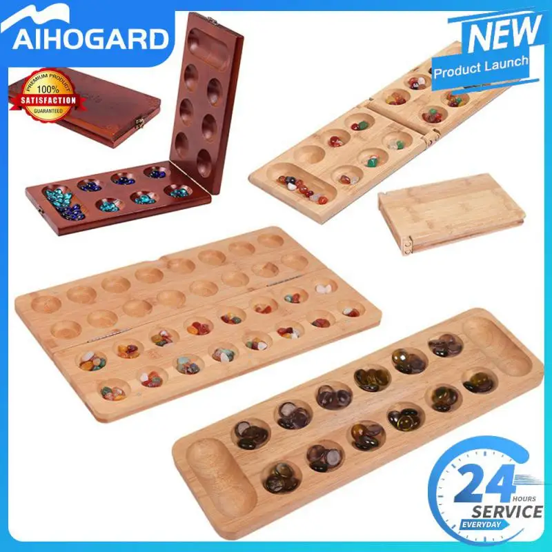 

Настольная игра Mancala с разноцветными камнями, галька, складная деревянная доска, шахматный набор R9JD