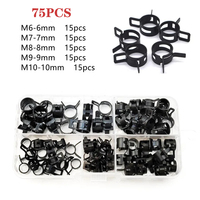 75pcs/80pcs/set 6-10mm  Vacuum Spring Fuel Clip Oil Water Hose Pipe Tube Clamp Black Assortment Kit with Storage Box