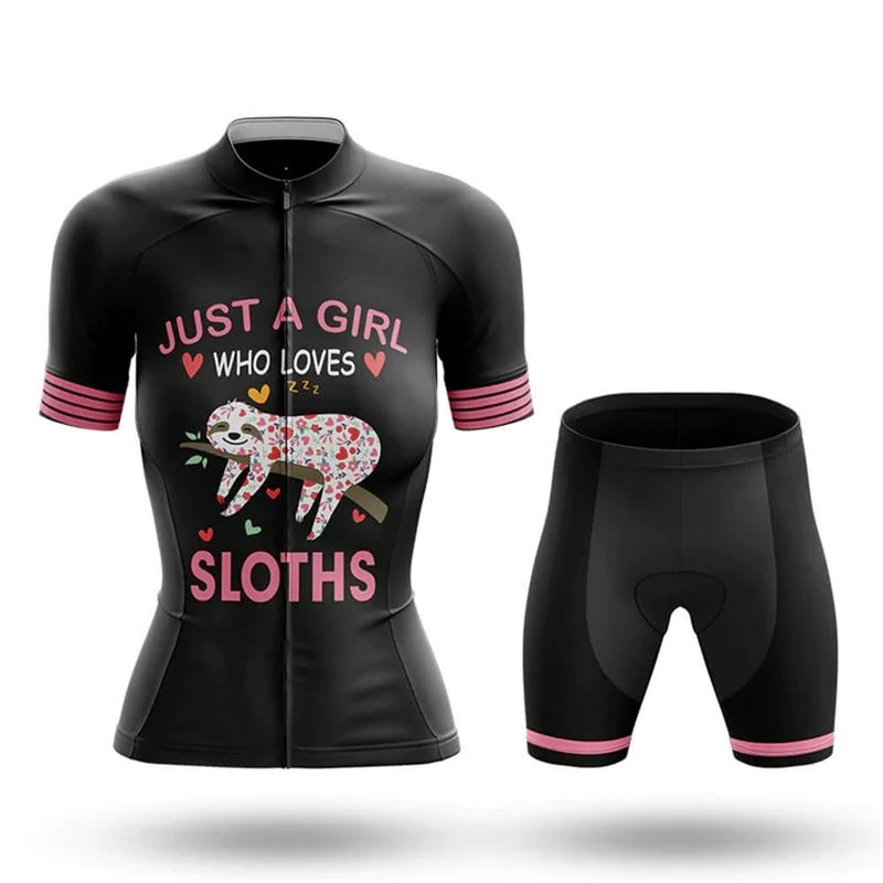 Sloth Women\'s Cycling Clothing Cartoon Fun Summer Breathable Cycling Jersey Girl Set MTB Bike Clothing Female Bicycle Clothes