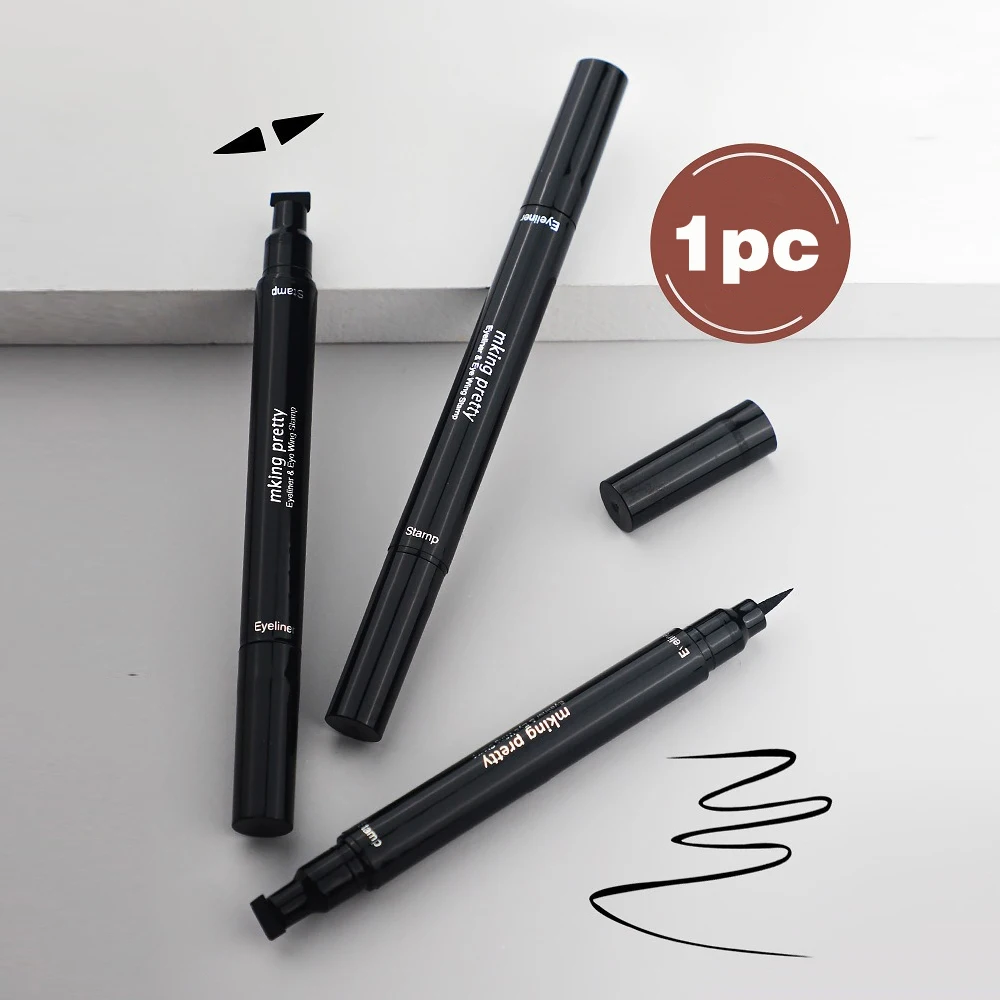 1pc 双頭シールアイライナーペン女性のための耐久性のあるアイライナーペン防水と耐汗性