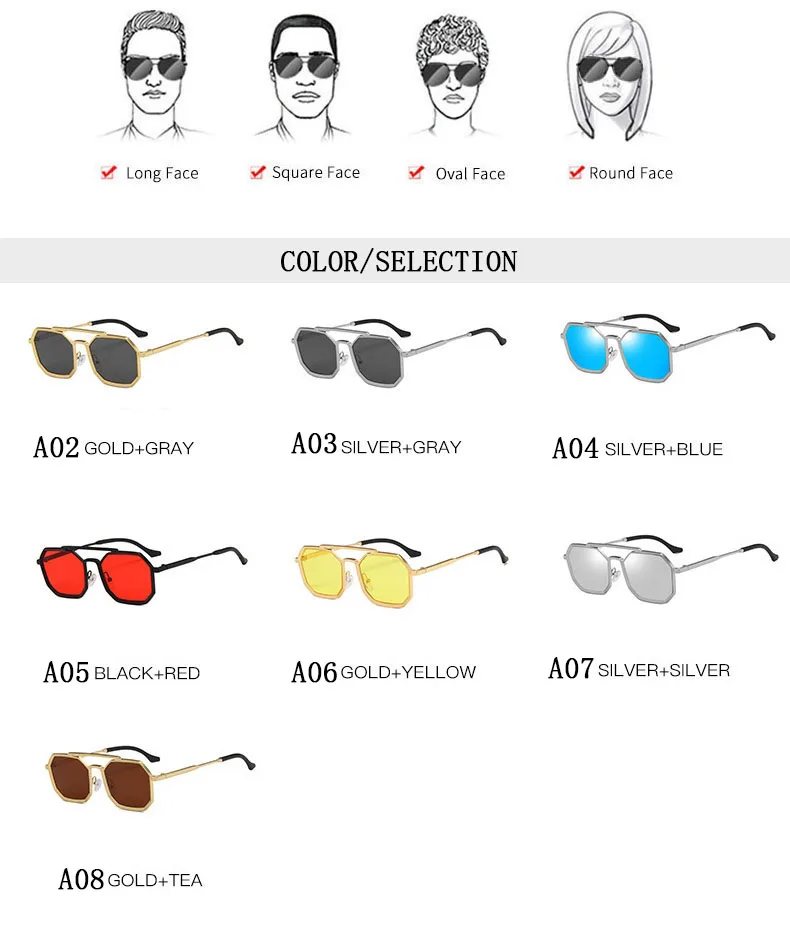 Metall Punk Quadrat Sonnenbrille Für Männer Luxe Vintage Steampunk Sonnenbrille Frauen Trendy Retro Mode Gläser Gafas De Sol Hombre – Detail 11