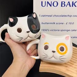 430ml Cartoon Cat Ceramic Mug With Spoon Creative Cute Coffee Milk Tea Breakfast Cup Drinkware Novelty Gifts