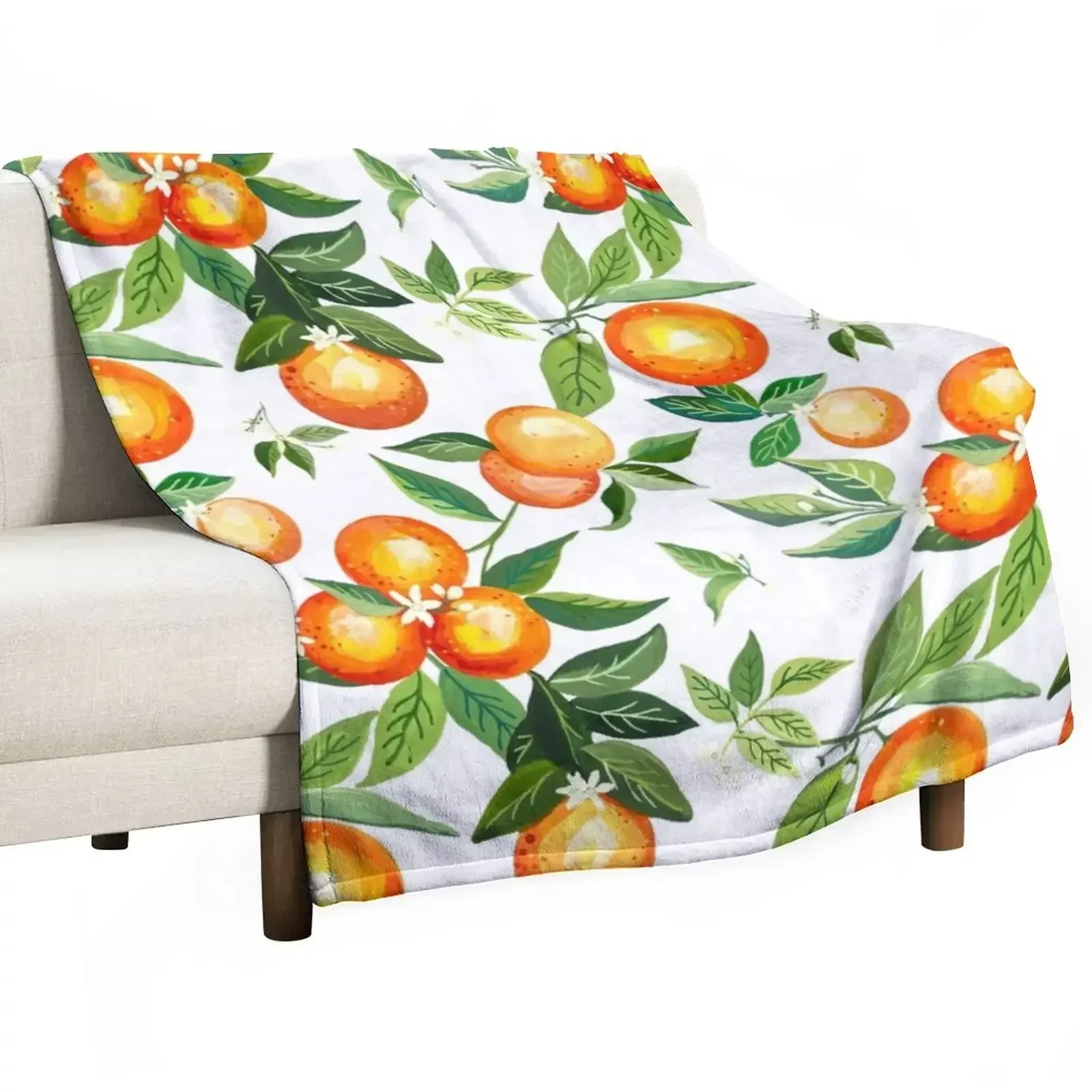 Orange Grove Garden Throw Blanket Cute Hairy Blankets Sofas Of Decoration blankets and throws Blankets