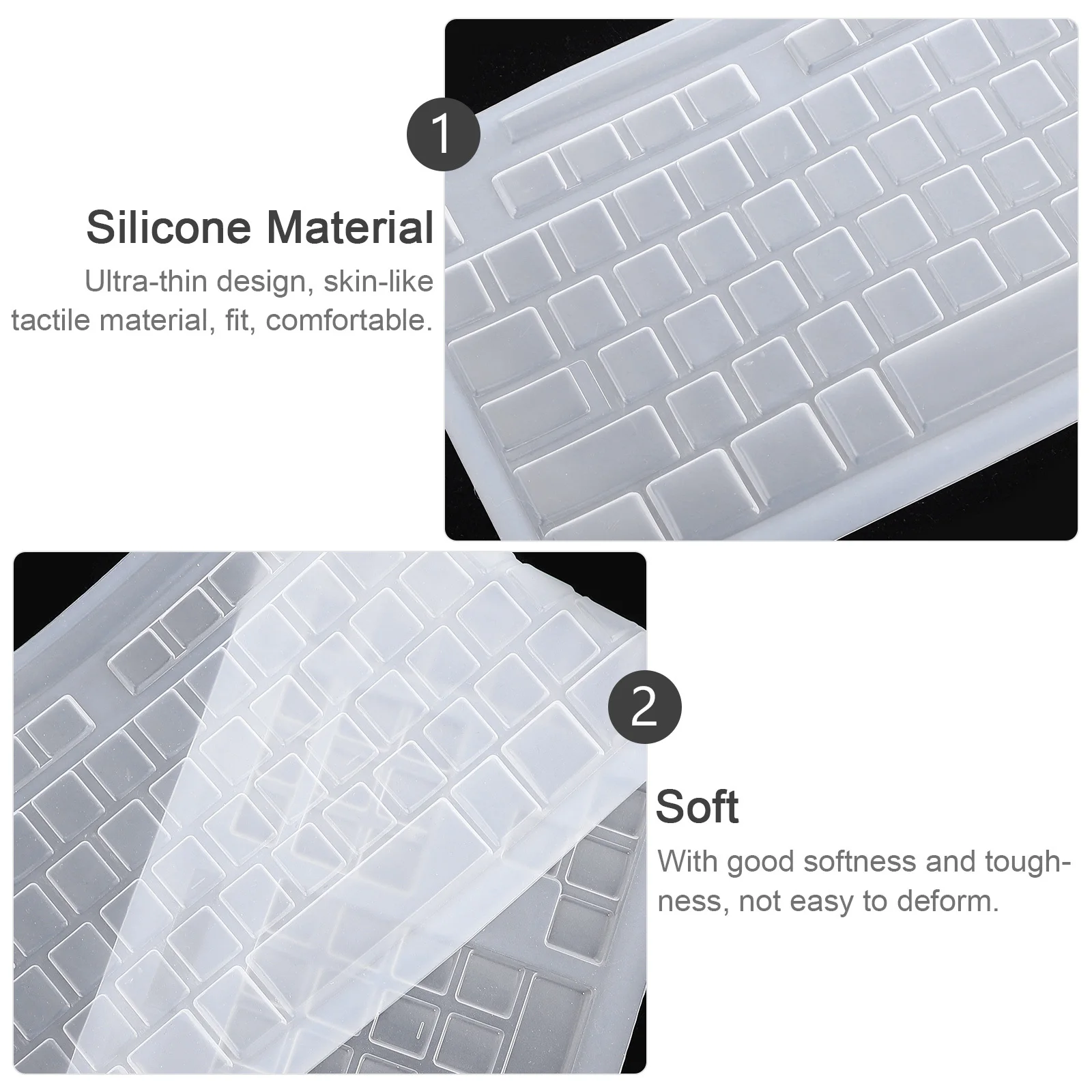 

2Pcs Keyboard Cover Silicone Protector Ultra-Thin Skin-Like Soft Tasteless Dustproof Keyboard Skin Suitable for Mk345
