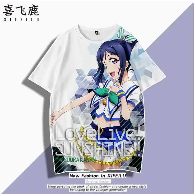 

Anime Love Live Kanan Matsuura Short Sleeve T-Shirt Summer Cosplay Costume Casual Student Loose Tops anime