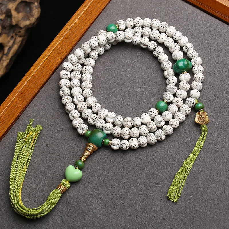 Natural star moon Bodhi seed carved peach 108 Buddha beads prayer beads magnesite three-way melon beads reflux bone accessories