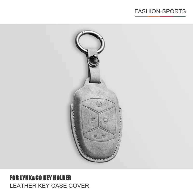 

4 Button Leather Car Key Case Cover Key Protection Shell Fob For LYNK&CO 01 02 03 Car Holder Smart Remote Keychain Accessories