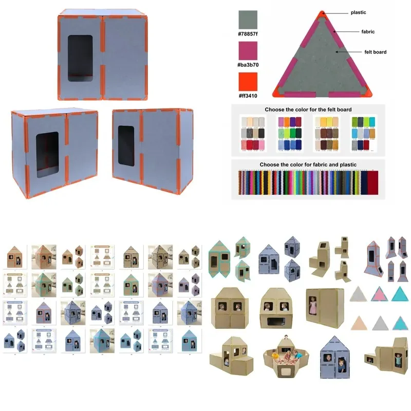Modular Magnetic Felt Game Tent for Kids Indoor DIY Castle with Observation Window