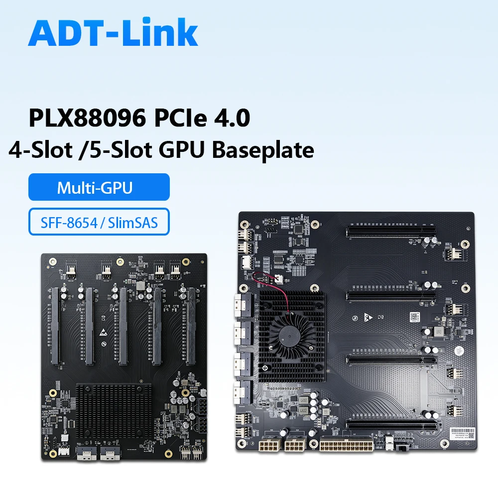 PLX 88096 PCIe4.0 Switch Backplane 4-Slot/5-Slot GPU Expansion Card PCIe X16 SFF-8654 SlimSAS for GPU NIC Server AI Workstation