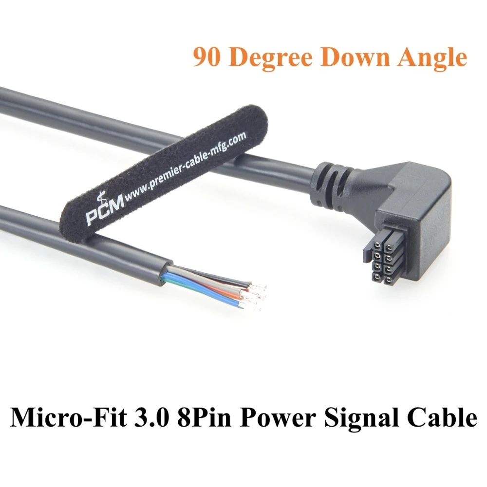 90 Degree Down Angle Micro-Fit 3.0 8Pin Receptacle OTS Cable Assembly Dual Row 8 Circuits Power Cable for Industrial Automation