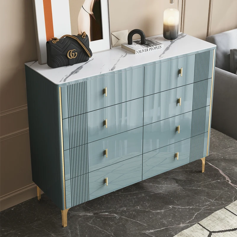 

Light Luxury Chest of Drawers Living Room Cabinet Wall Storage Chest of Drawer Simple Stone Plate Eight Bucket Storage Cabinet