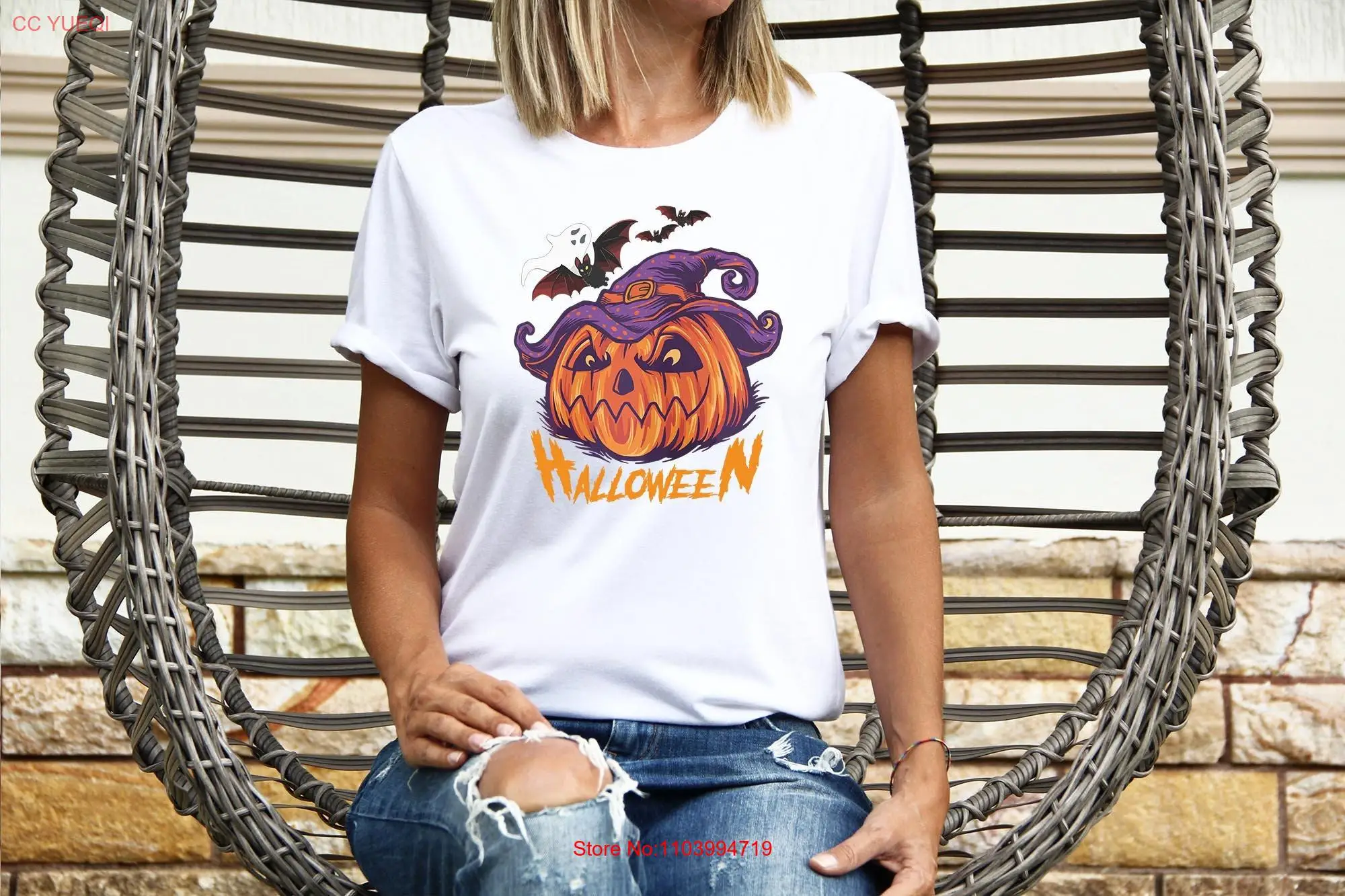 

Футболка Witchy Pumpkin Halloween Witch HaT для девочек, одинаковые комплекты для вечеринок с длинными или короткими рукавами