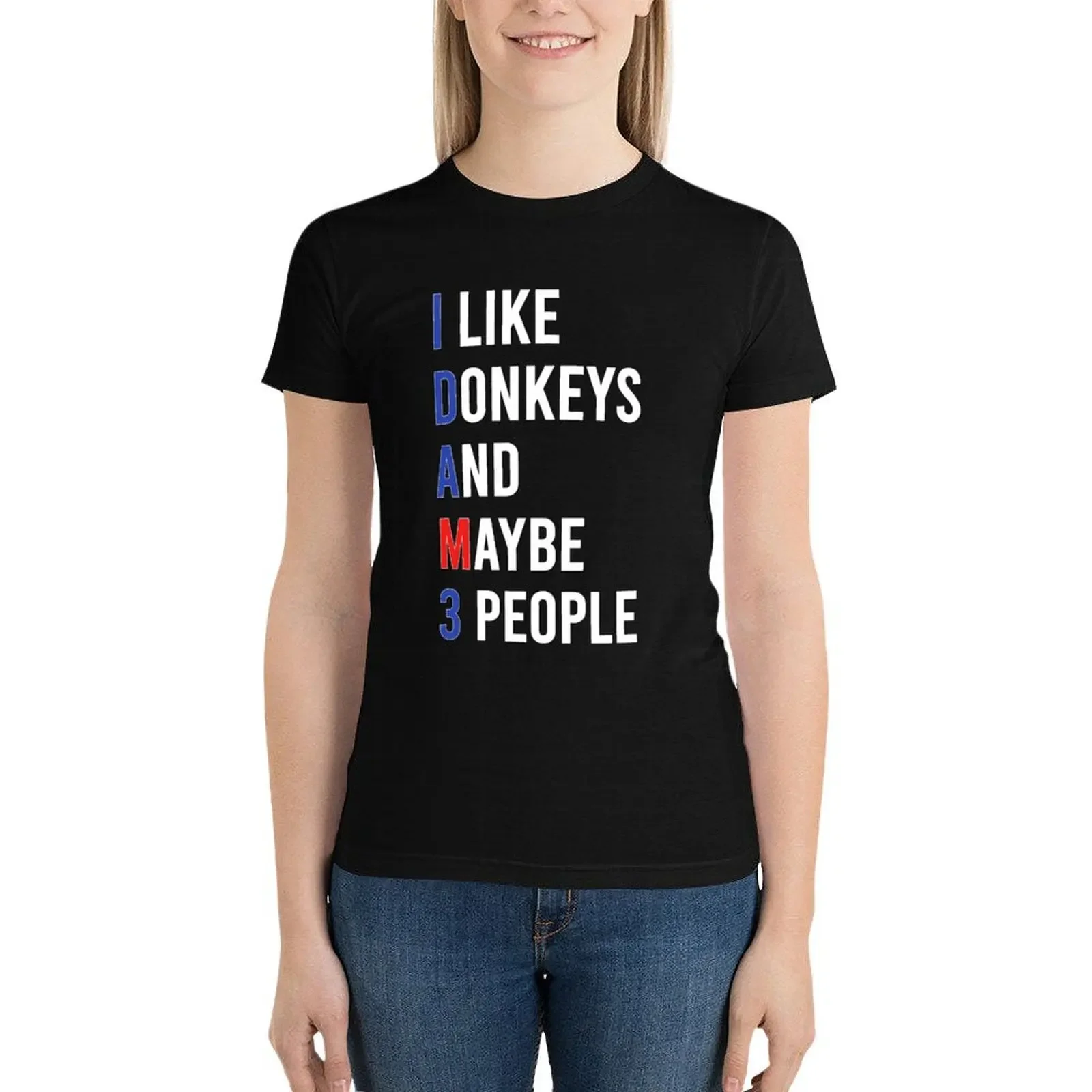 

I Like Donkeys & Maybe 3 People Donkey Lover Funny Donkey, Donkeys Squad gifts T-Shirt vintage clothes ariat shirts for Women