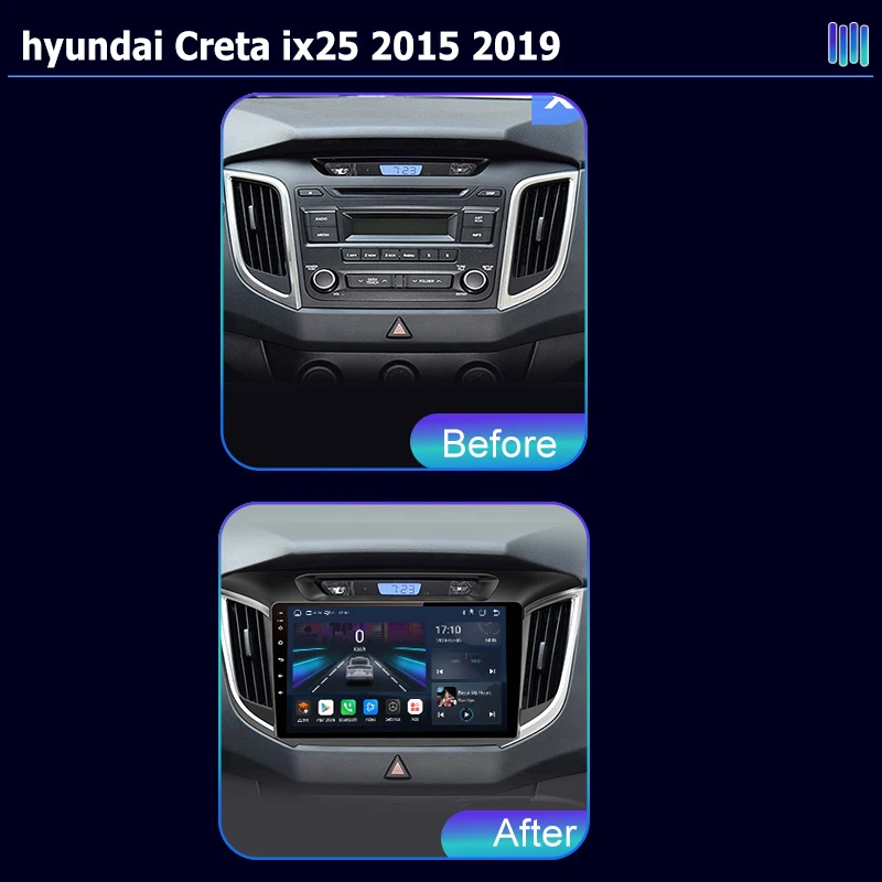AI VOICE Android car radio for hyundai Creta ix25 2015 2019 stereo GPS Navigation video Multimedia Player tape recorder  carplay
