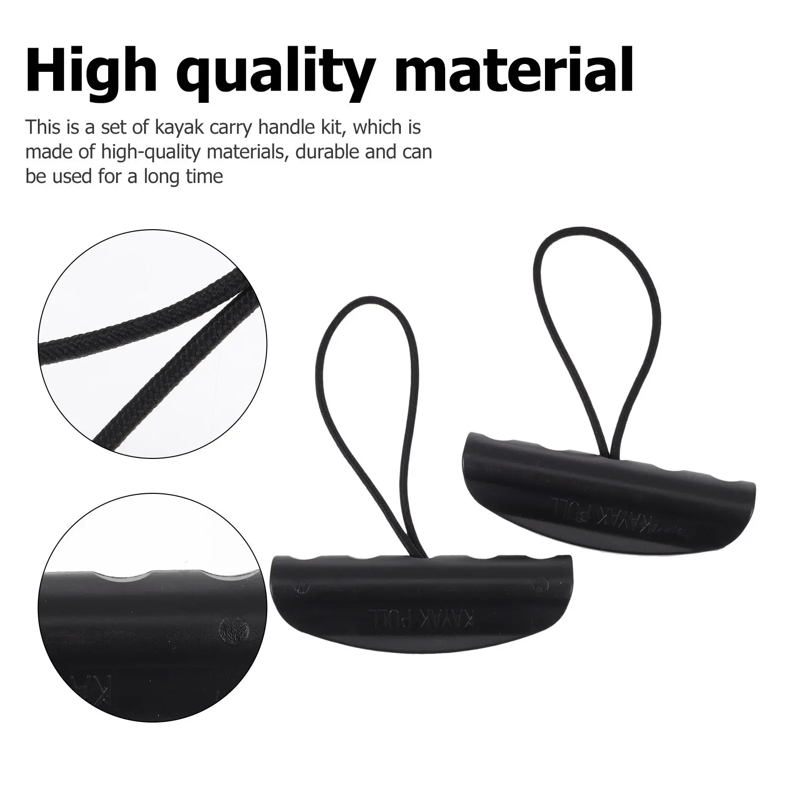 14Pcs Kayak Carry Handle Kit High Impact Plastic Contoured Grip Braided Rope for Kayak Canoe Boat Skiff Front Back Mount