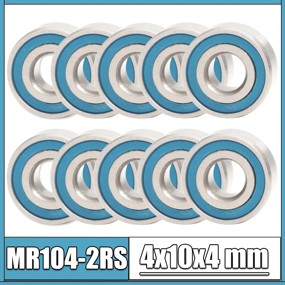 MR104RS Bearing 4*10*4 mm 10PCS ABEC-3 Hobby Electric RC Car Truck MR104 RS 2RS Ball Bearings MR104-2RS Blue Sealed