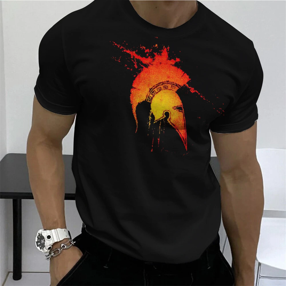 Summer Men's T-Shirt 3d Print Sparta Pattern Outdoor Casual Tops Fashion  For Men Streetwear Hip-Hop Popular Clothing