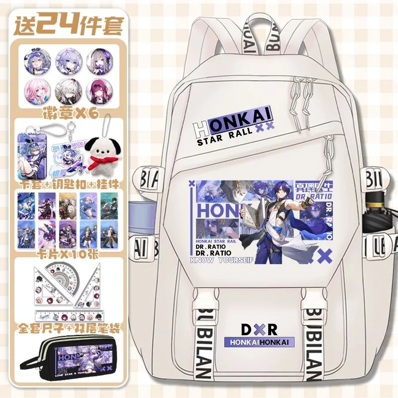 Anime Honkai: Star Rail Cosplay Moze Jade Misha Lingsha Feixiao Yunli Nylon Cloth Cartoon Bag High Capacity Backpack Bags Gifts