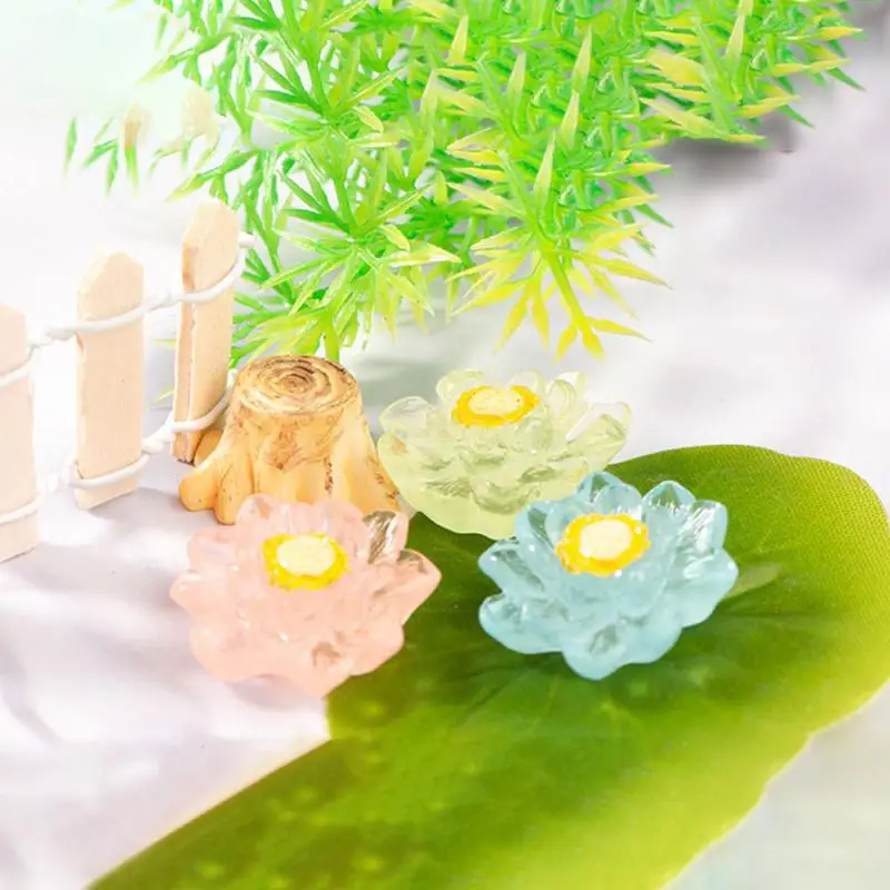 Glow-in-the-dark Resin Jewelry Creative Decoration Lotus Home Decor High Quality Resin Vivid Details Artificial Plants Mini