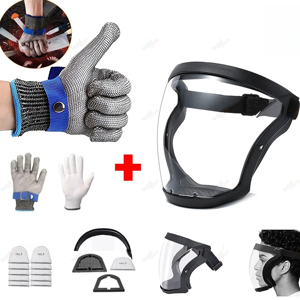 Combo Segurança Máscara Facial Antipoeira e Luva Anti Corte Alta Proteção para Indústria e Serviços
