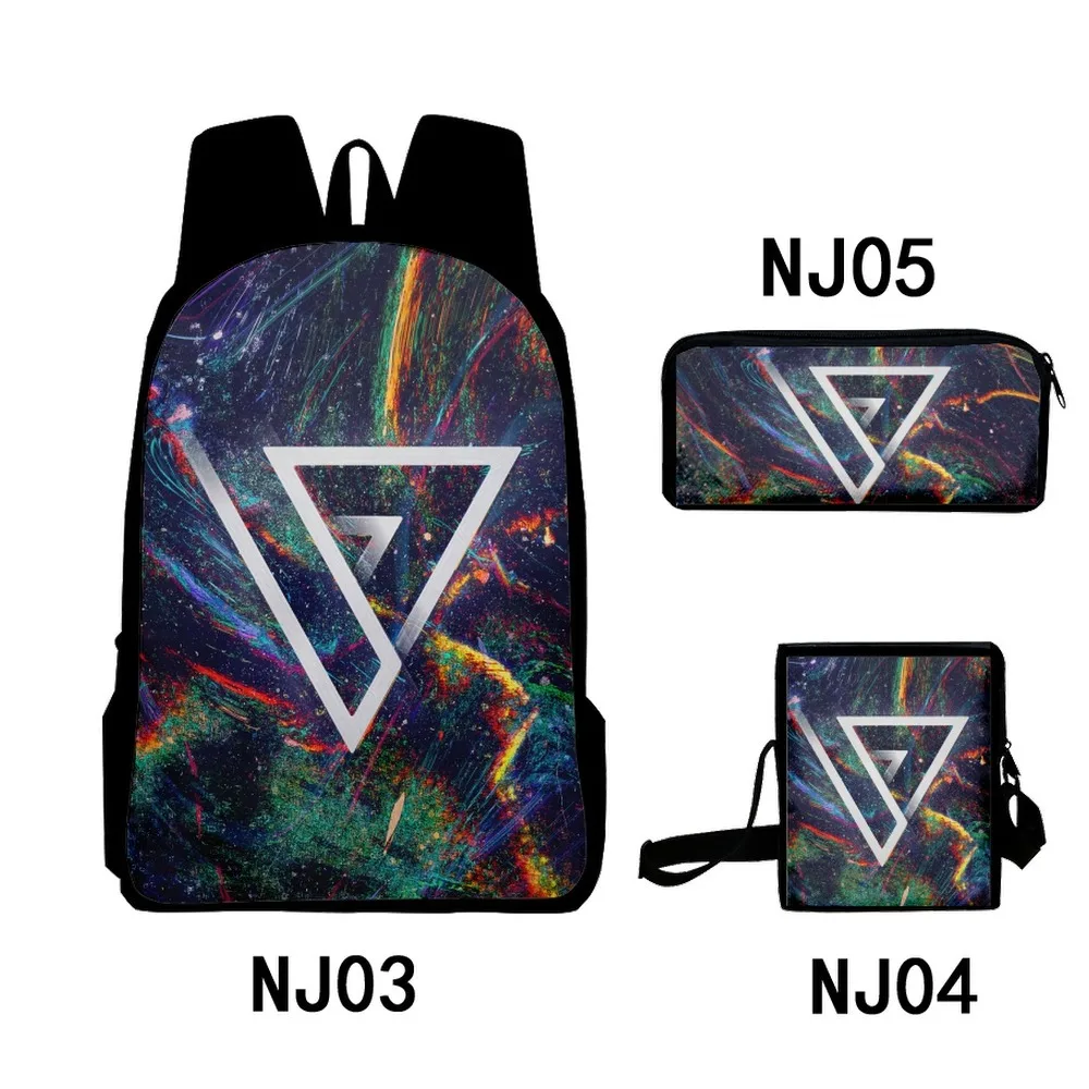Creative Youthful Abstract patterns 3D Print 3pcs/Set Student Travel bags Laptop Daypack Backpack Shoulder Bag Pencil Case