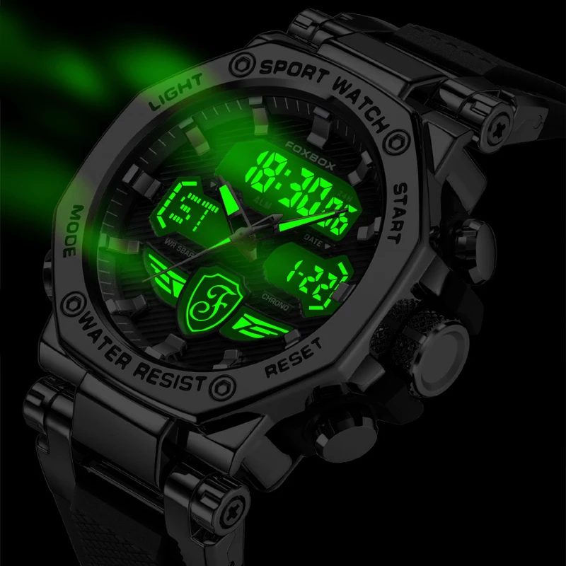 FOXBOX Business Watch Men Fashion Diver Watch Men Top Brand Luxury Sport Waterproof Military Chronograph Relogio Masculino+BOX