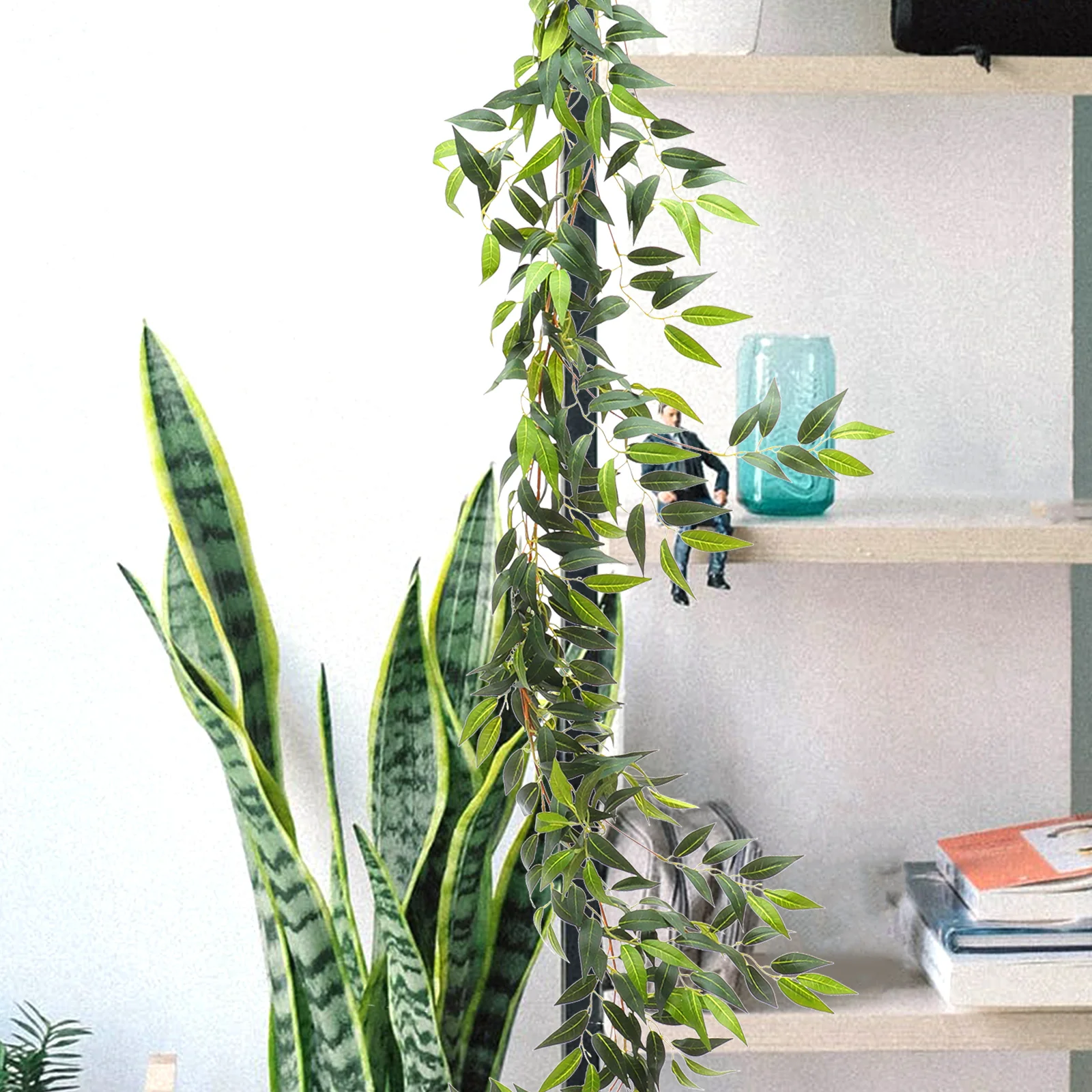 

Green Rattan Hanging Vine Plant Vines Outdoor Faux Plastic Decoration Artificial Christmas Decorations Reusable Bright
