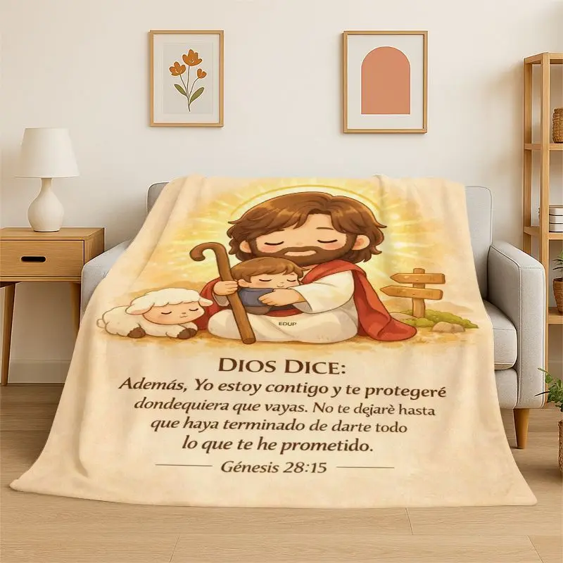 Blessing Prayer Virgin Mary Jesus Pray Flannel Blanket Soft Throw Blanket for Bedroom Living Room Bed Travel Camping Picnic Nap