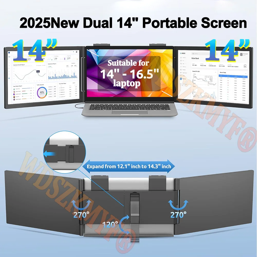 

14“ Portable FHD 1080P 16:9 IPS Singel/Dual Monitor Panel Secondary Display Computer Monitor Type-C For Xbox Switch Laptop