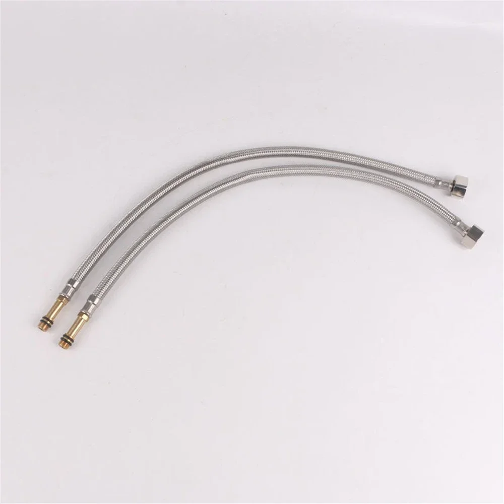 2pcs Stainless Steel Single Head Braided Water Inlet Hose Single Hole Cold Hot Water Kitchen Sink Faucet Lengthened Inlet Pipe