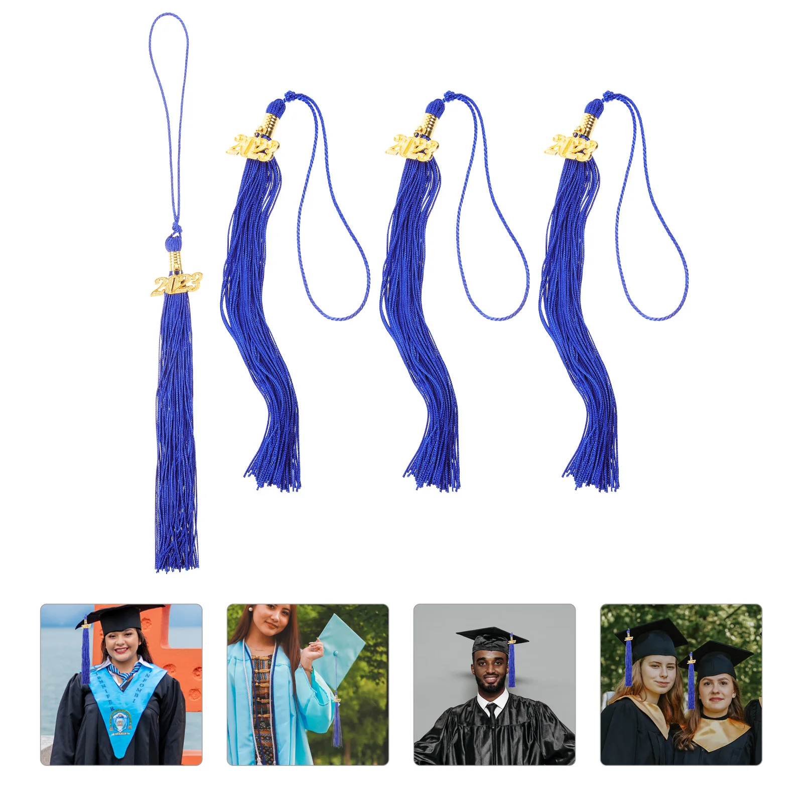 

4pcs Doctor Hat Tassel Graduation Accessories Pendant Fringe Cap Ornament Yellow Black Border Durable Polyester Suede