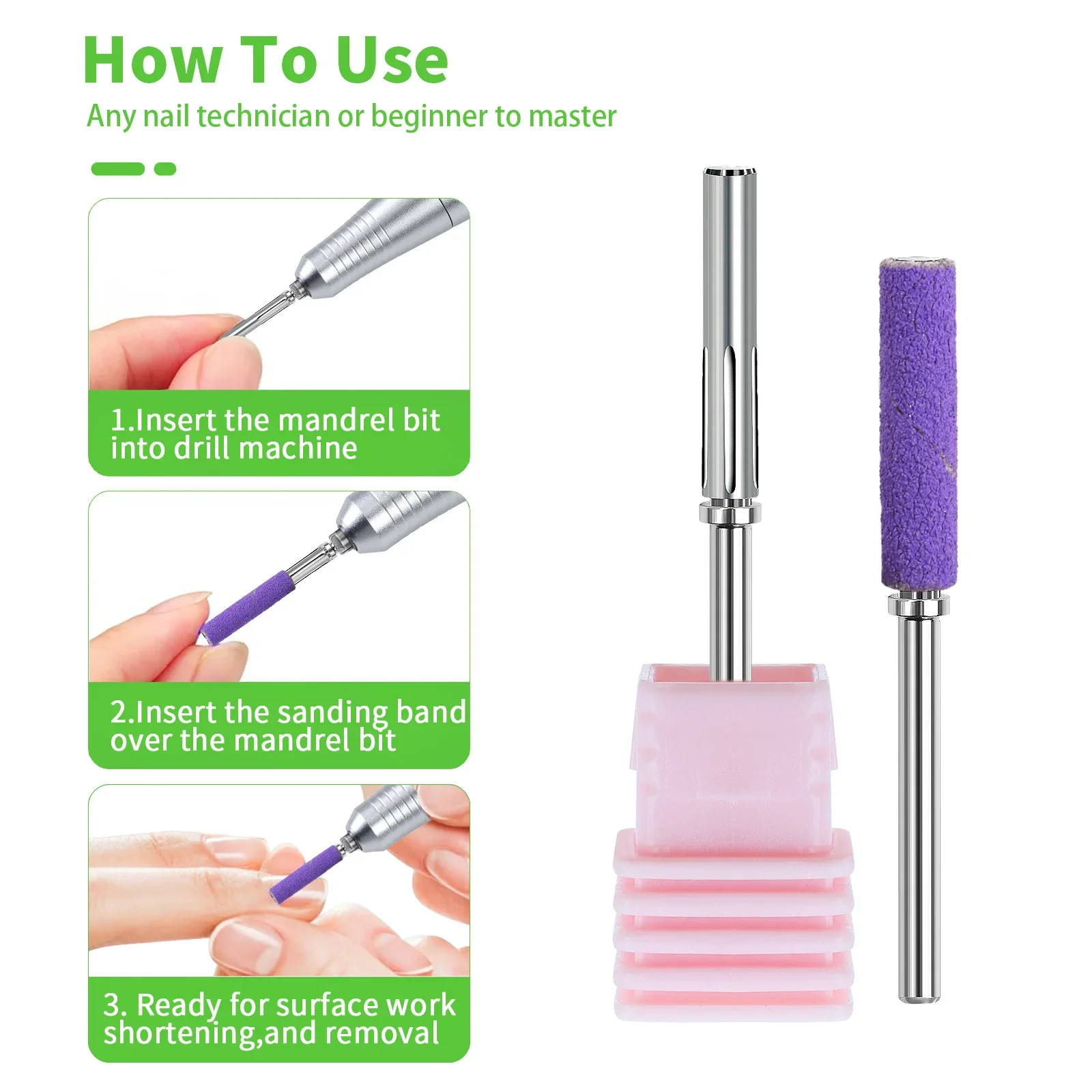 3mm nail abrasive tool 80/120/180/240 grit electric manicure drill grinding head UV gel polish removal pedicure grinding tool