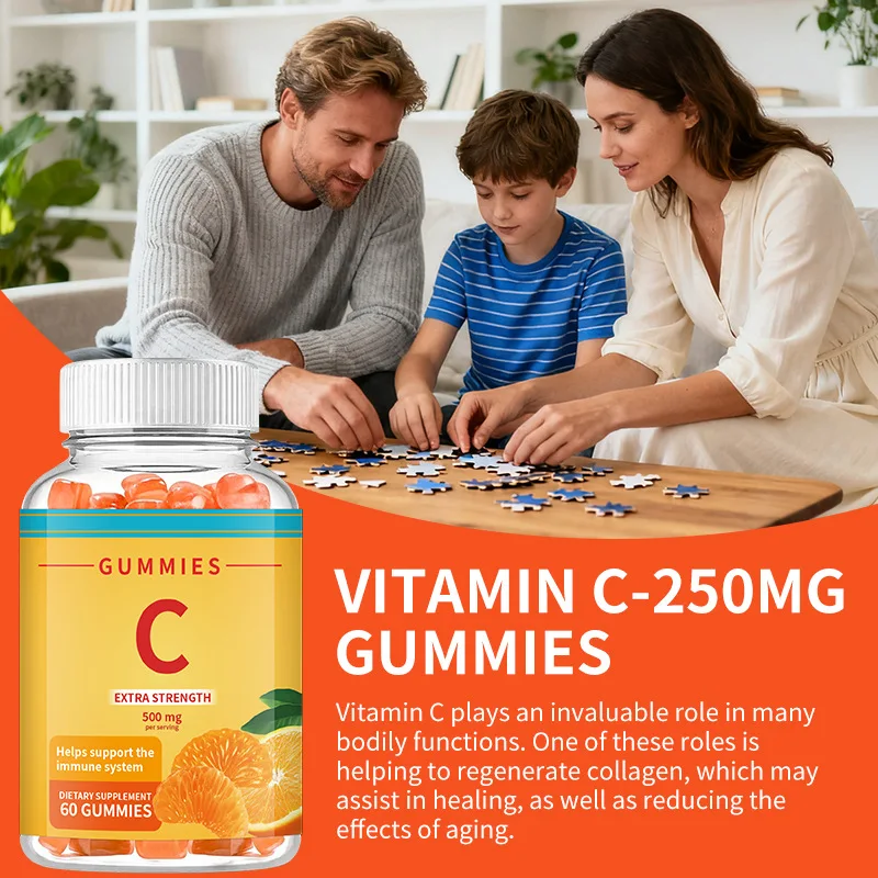 

Vitamin C gummies enhance resistance, promote nutrient absorption, collagen synthesis, and health food