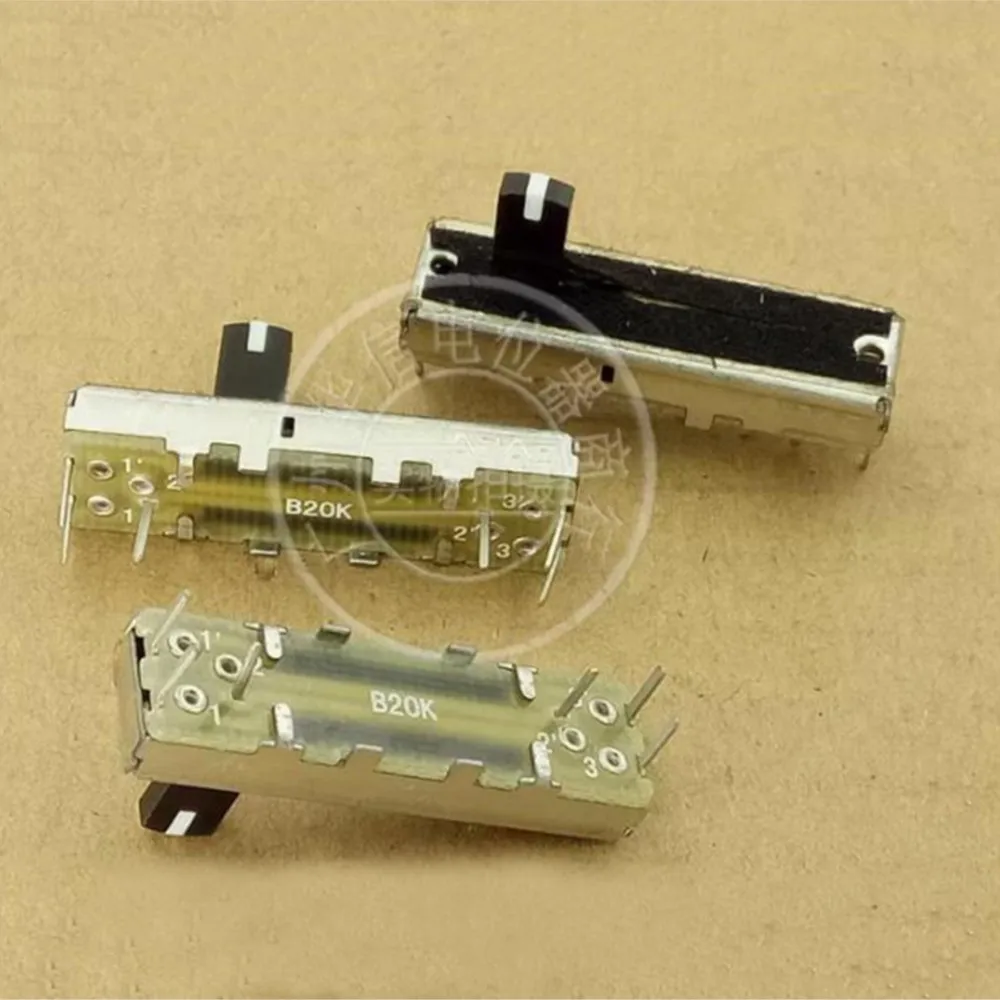 4PCS SC-203G Straight Slide Potentiometer 35MM Volume Potentiometer B20K With Midpoint 3.5CM Double Mixer Fader 6Pin Handle 10MM