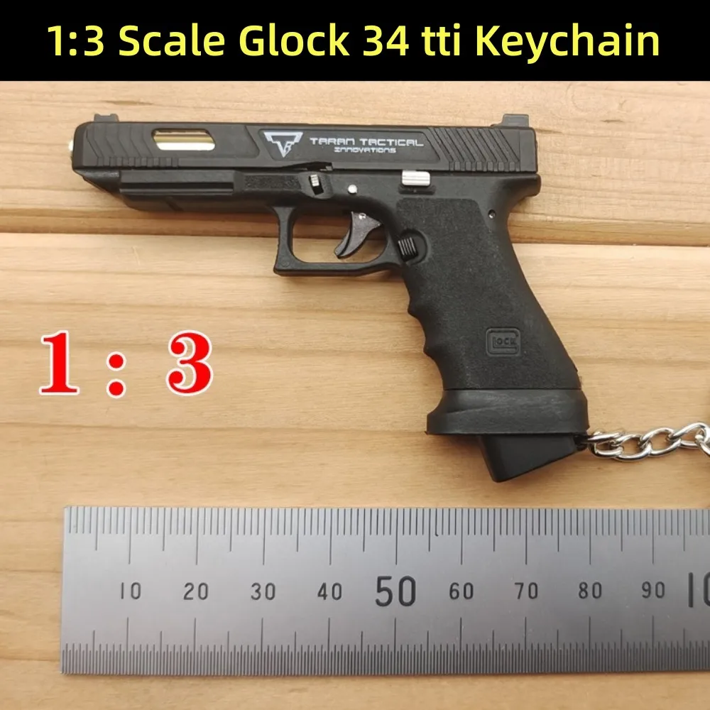 2024 Hot 1:3 G17 G17 G34 TTI Taran Tactical Alloy Empire Mini Pistol Keychain Toy Gun Fidget Toy Shell Ejection Free Assembly