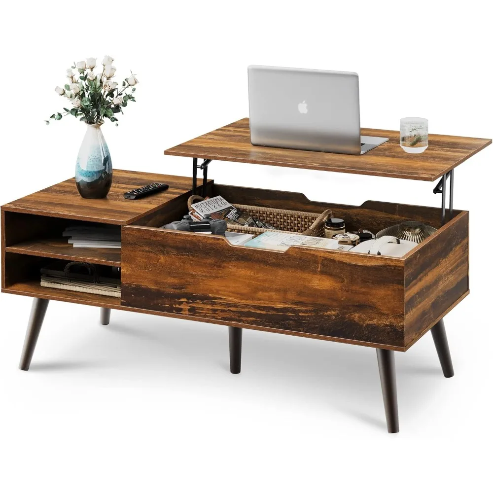 

Coffee Table, 47 Lift Top with Adjustable Storage Shelf and Hidden Compartment, Lift Tabletop Dining Table