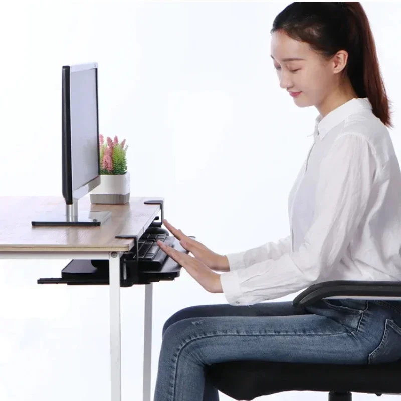 65X24 Under Desk Keyboard Tray, No-Drill Clamp-On Sliding Platform for Office Desks, Heavy-Duty, Stable, Smooth  Easy to Install
