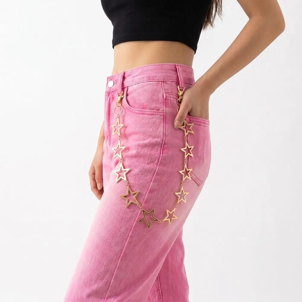 Retro Five-Pointed Star Pants Chain Hollow Out Geometric Punk Belt Chain Hip Hop Harajuku Style Bag Chain Female