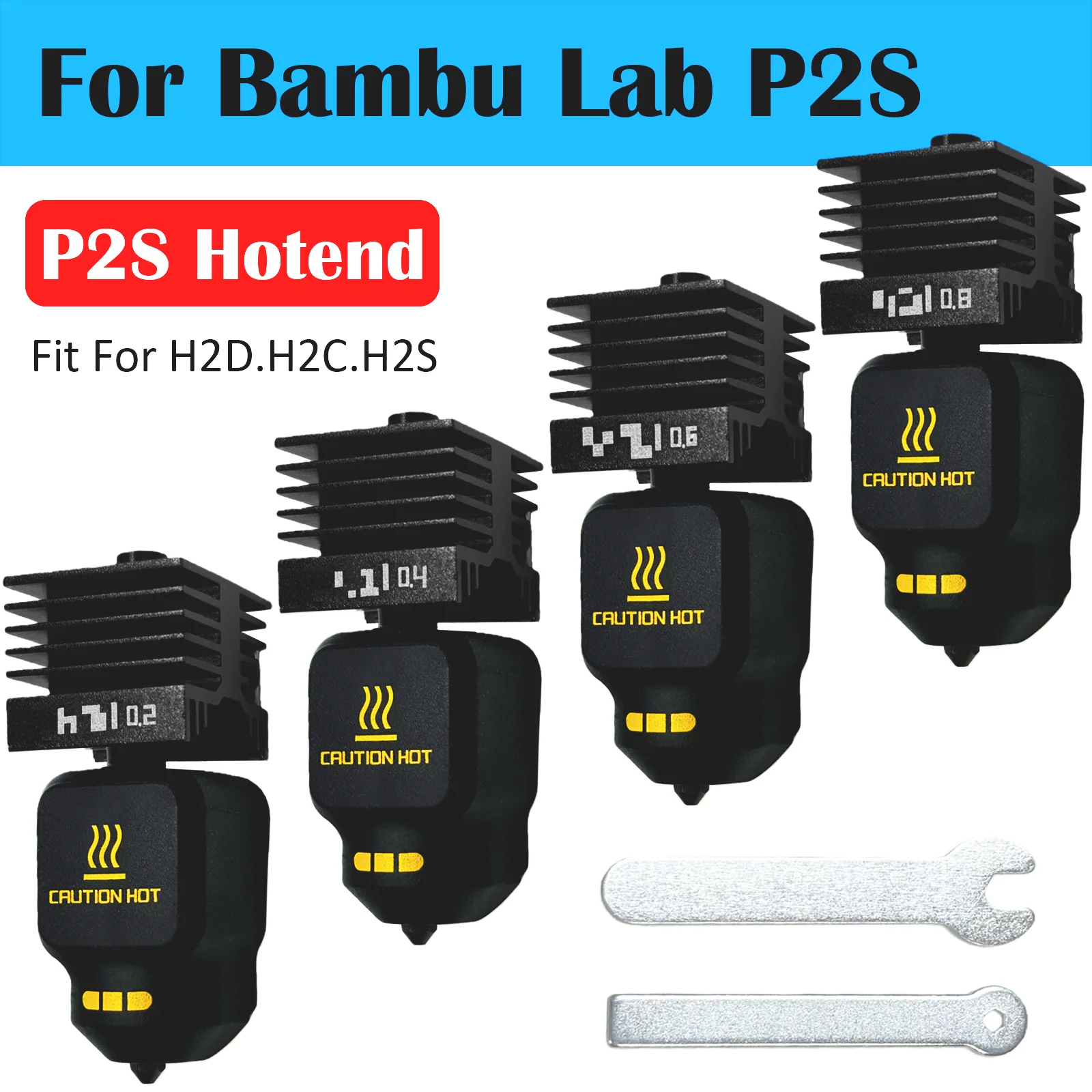 

Комплект хотэнда H2D H2S P2S для Bambu Lab A1/A1 Mini, высокоскоростная сборка хотэнда 0.2/0.4/0.6/0.8 мм, закаленная сталь, запчасти для 3D-принтеров