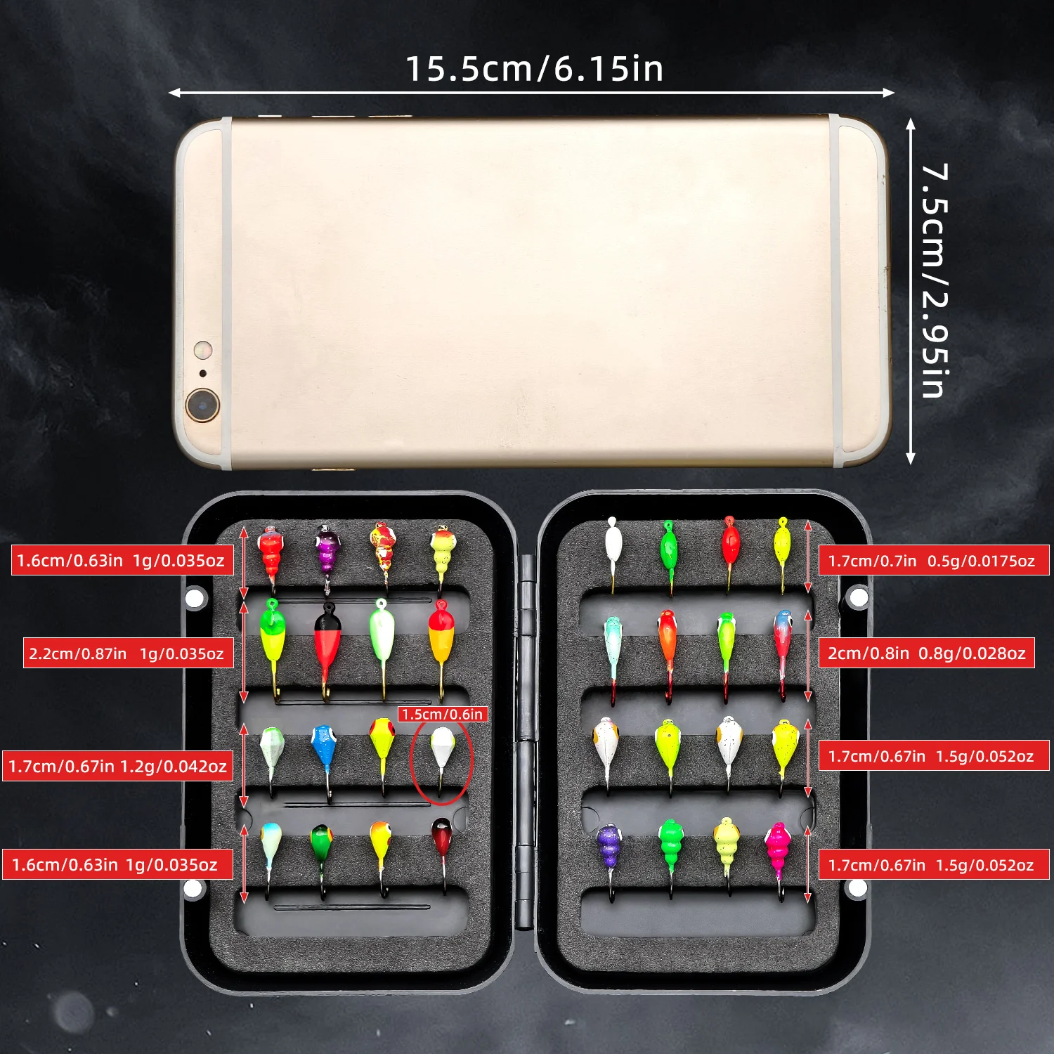 ANFS 8 قطعة/32 قطعة مجموعة طعوم صيد الأسماك على الجليد - طعوم صناعية صلبة، خطافات طعم غرق، ملحقات لبايك، صيد جثم