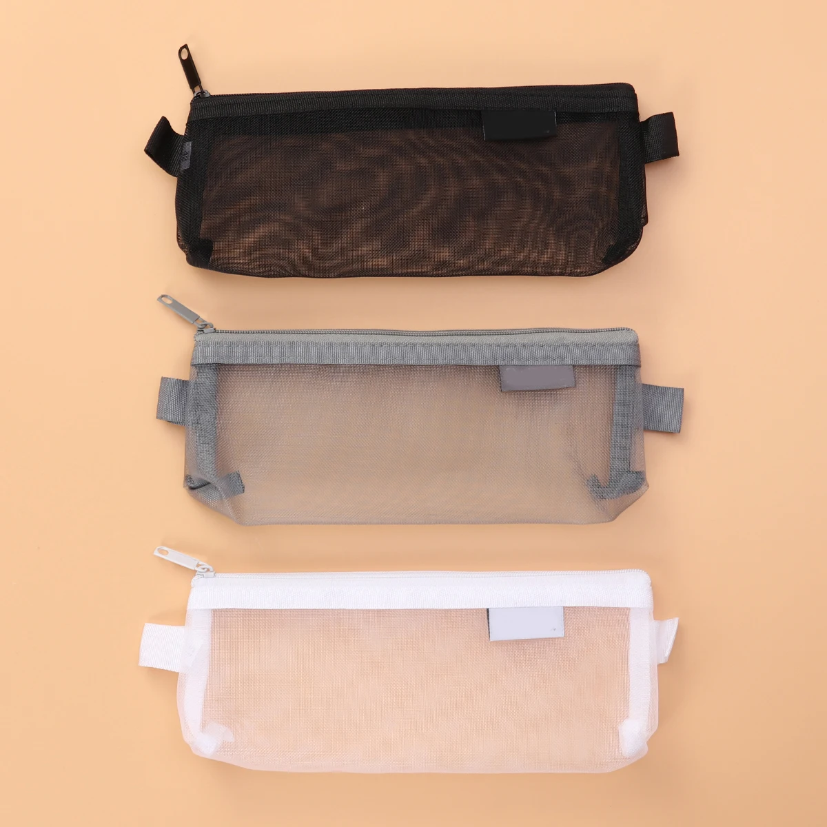 

3 Pcs Mesh Zipper Pencil Case File Bags Transparent Organizer Documents Holder Storage Travel Student