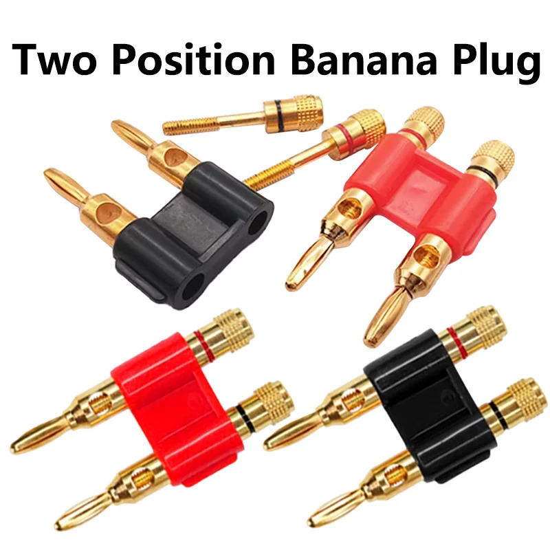 

8PCS 4mm Stackable High Quality Double Row Banana Plug Gold-Plating Connector Twin Speaker Loudspeaker Two-position Audio Plug