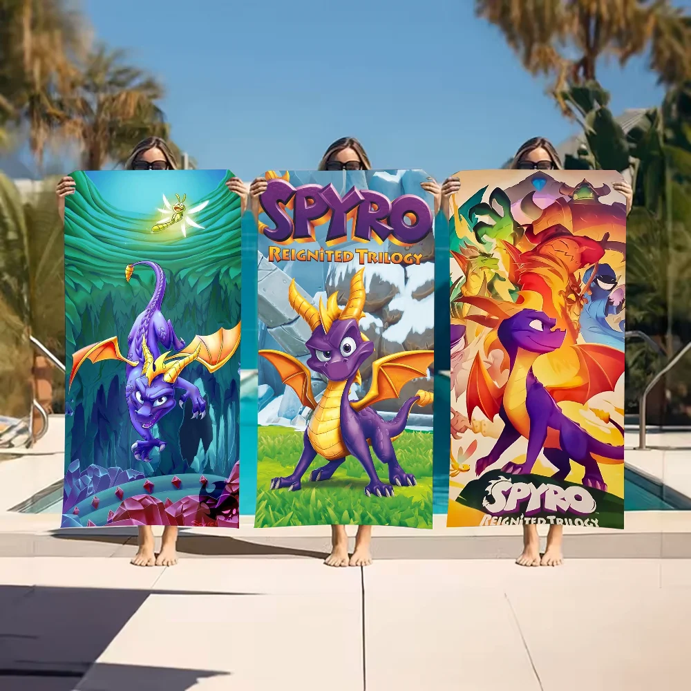 

Полотенце с рисунком Spyro the Dragon, пляжное полотенце, большой размер, для путешествий на открытом воздухе, кемпинга, впитывающие toallas, летние полотенца для плавания