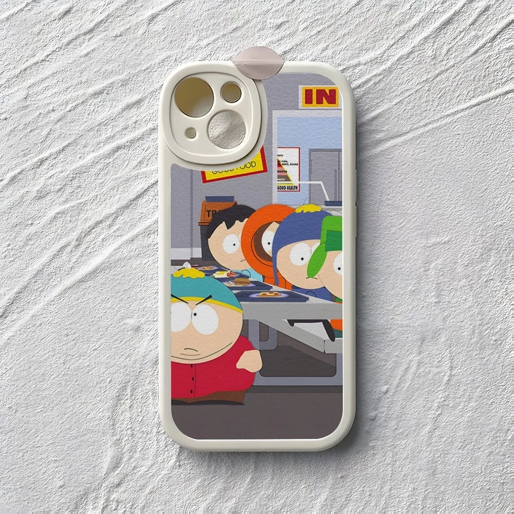 Cartoon S-south Parks Phone Case For Iphone 15 14 12 13 Pro Max 11 Mini X Xr Xs Puls Lambskin Silicone Cover